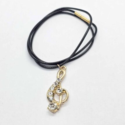 Collier grandes clef de sol - Cuir tressé