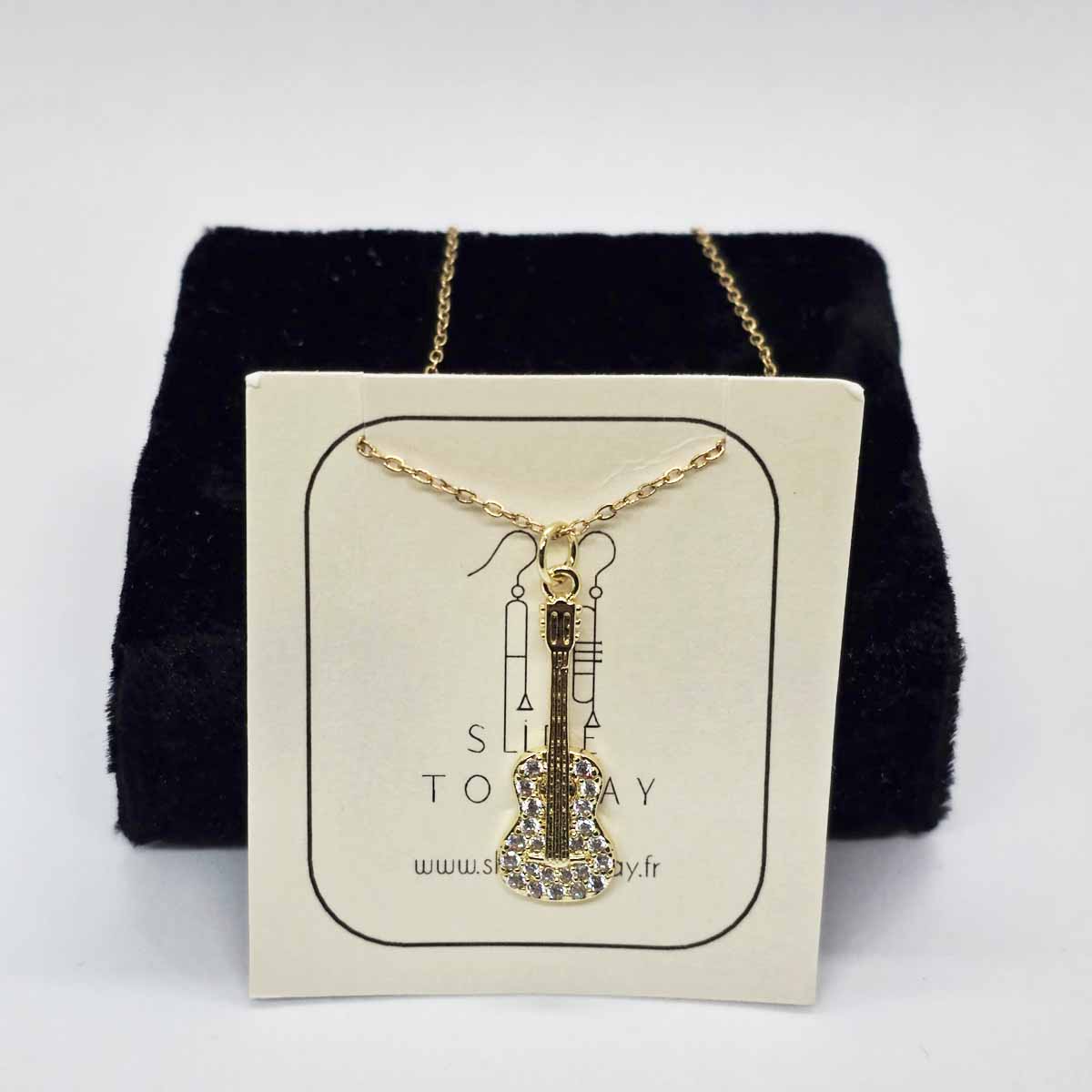 collier or guitare 2 Collier Guitare - Chaine Or – Image 1