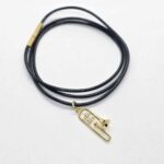 Collier trombone - Cuir tressé